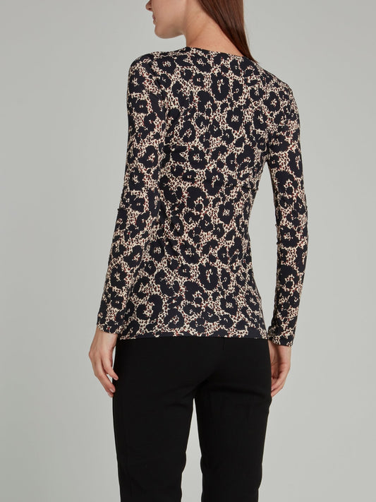 Leopard Print Knit Pullover