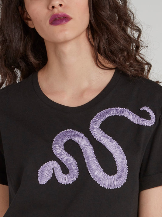 Black Snake Detail T-Shirt