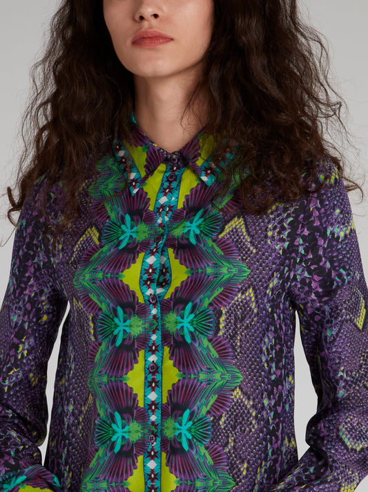 Jacquard Print Long Sleeve Shirt