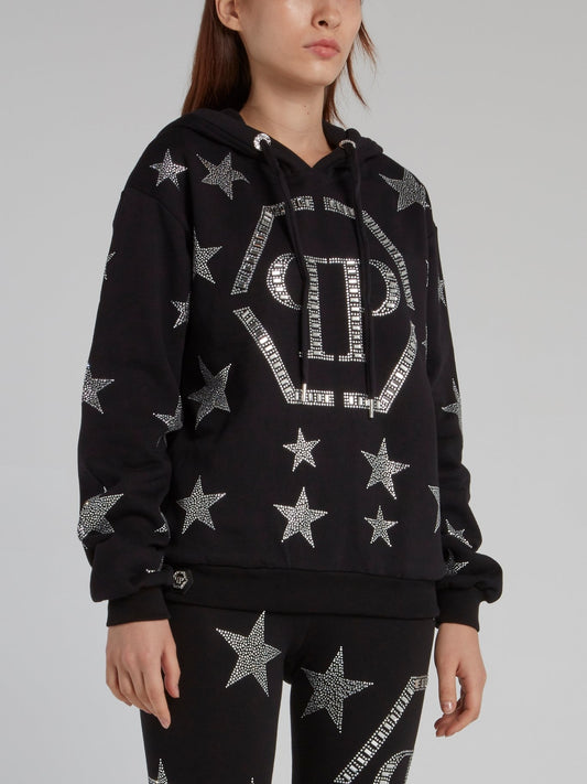 Black Crystal Monogram Hoodie