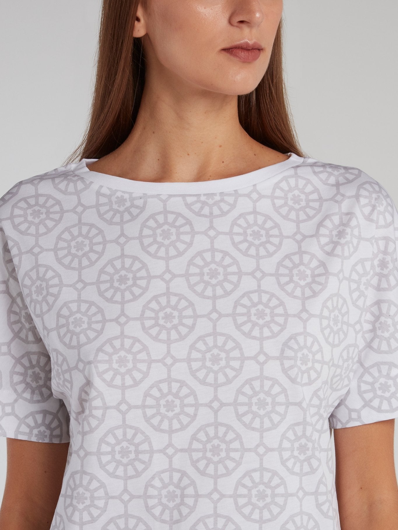 Grey Mosaic Print T-Shirt Dress