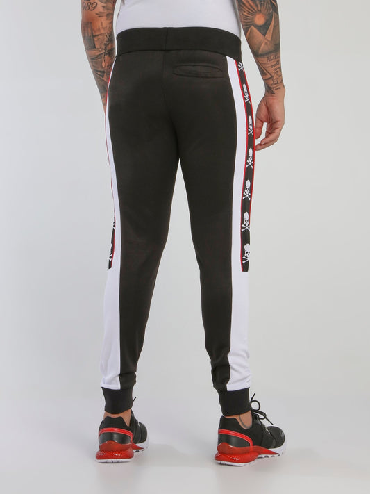 Black Skull Side Stripe Jogging Trousers