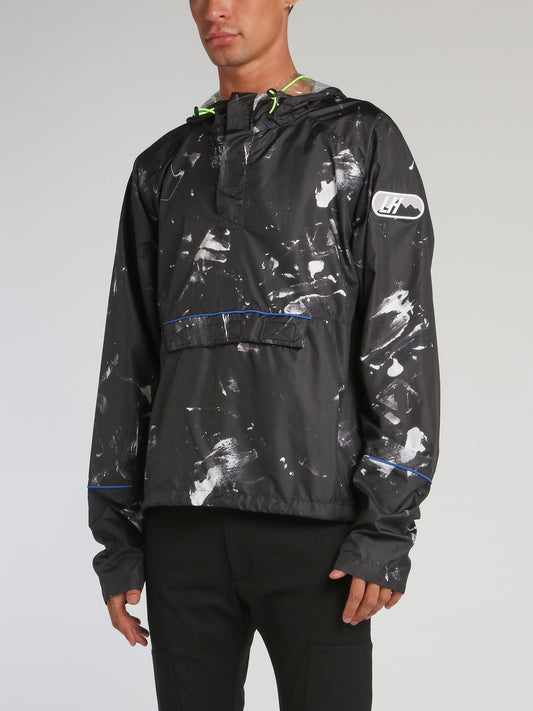 Black Contrast Paint Splatter Windbreaker