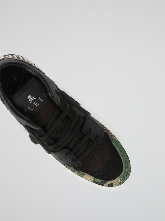 Crystal Detail Camo Low Top Sneakers