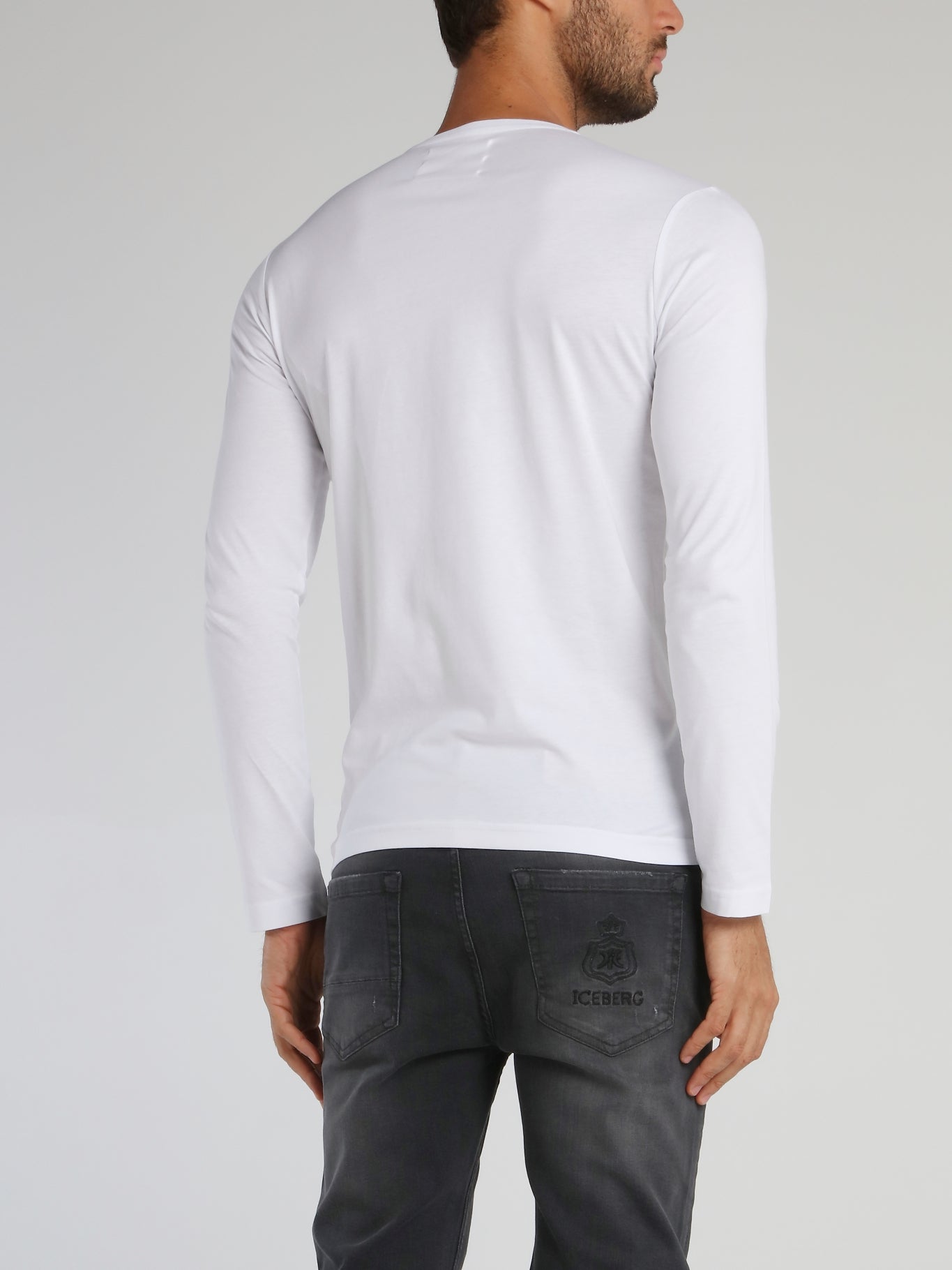 White Embroidered Long Sleeve T-Shirt