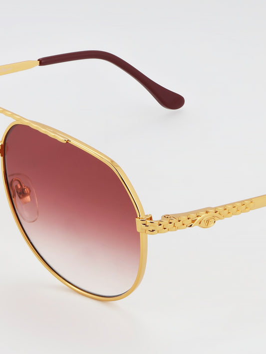 Burgundy Gradient Aviator Sunglasses