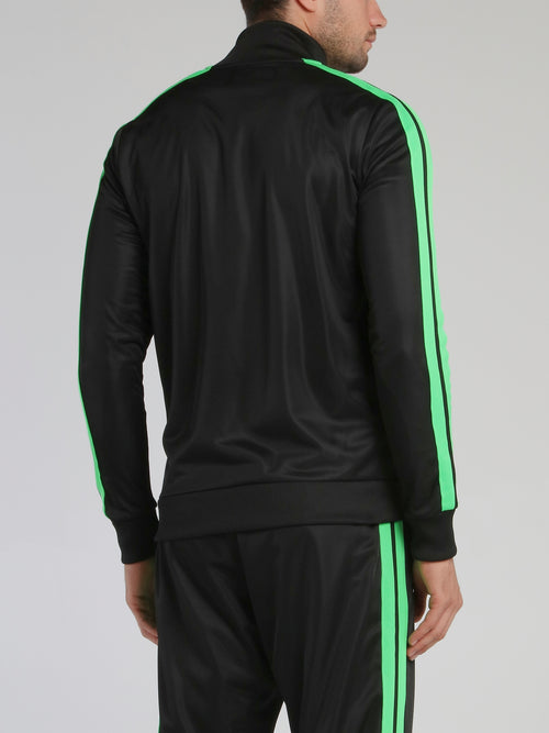 Black with Green Contrast Lining Sweatshirt