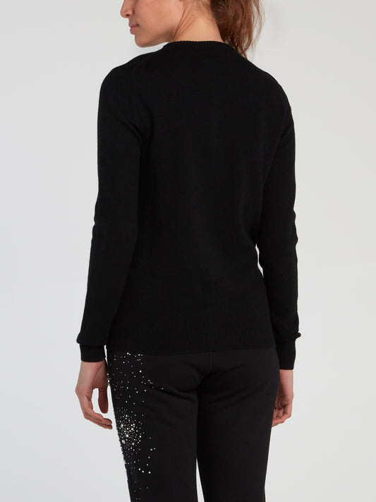 Black Rhinestone Skull Jumper