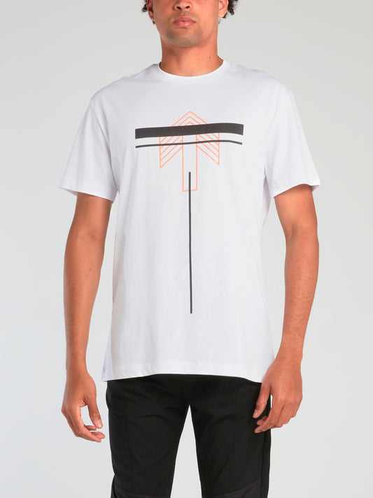 White Urban Chaos Geometric Print T-Shirt