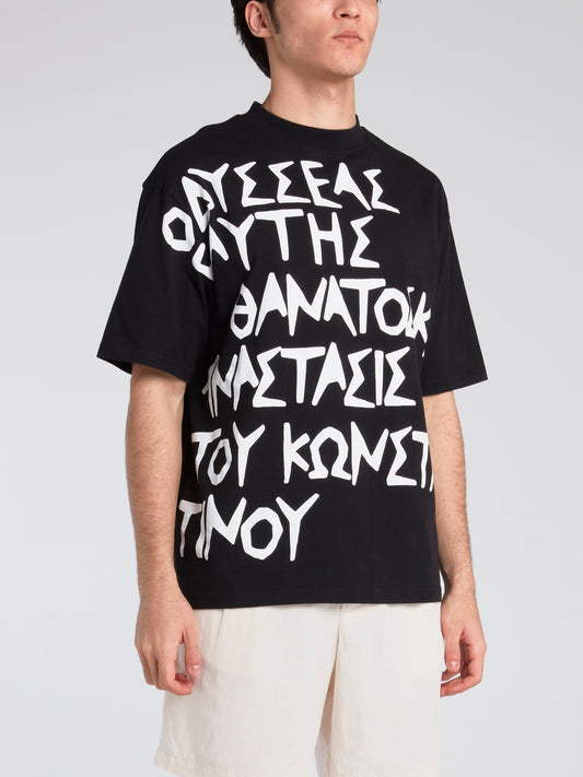 Poetry Black Printed T-Shirt