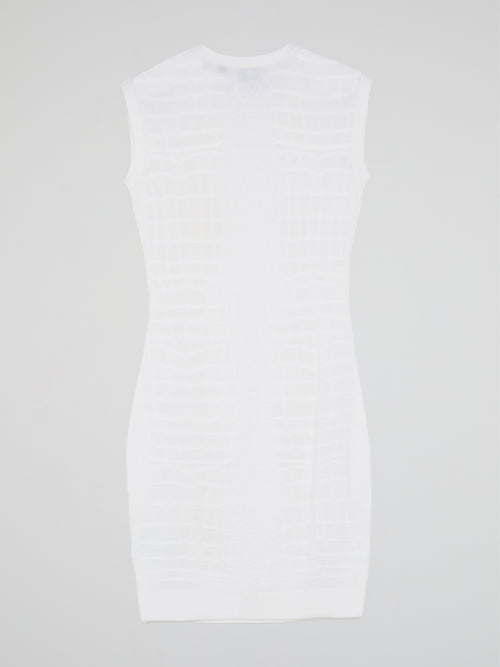 White Reptilian Sleeveless Dress