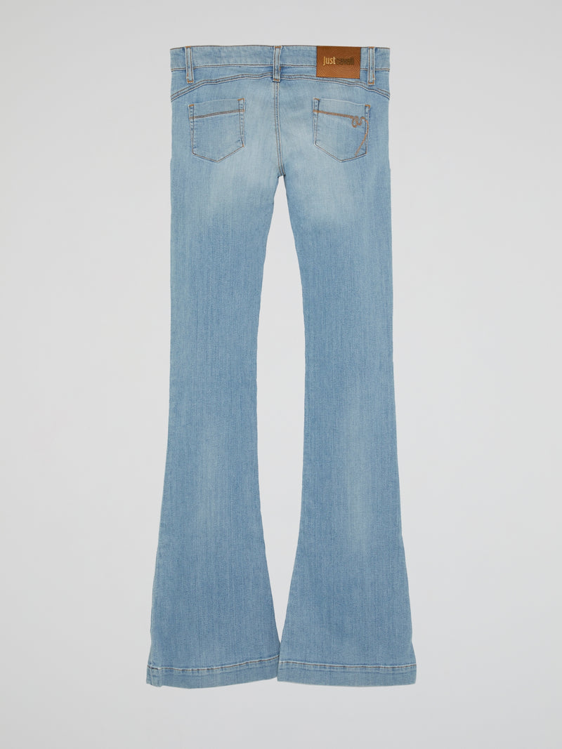 Blue Acid Wash Bootcut Jeans
