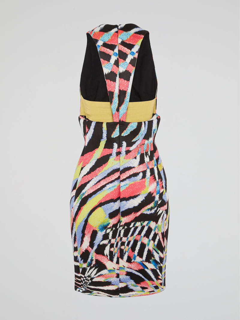 Printed Plunge Sheath Dress