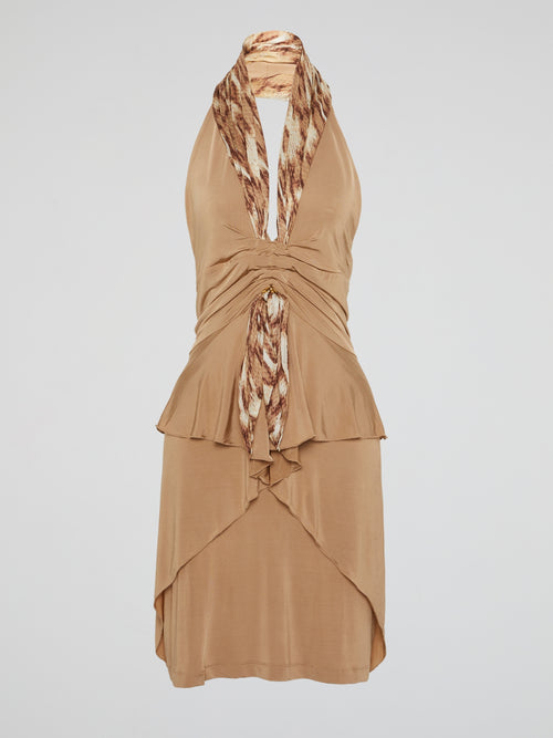 Brown Halter Neck Dress