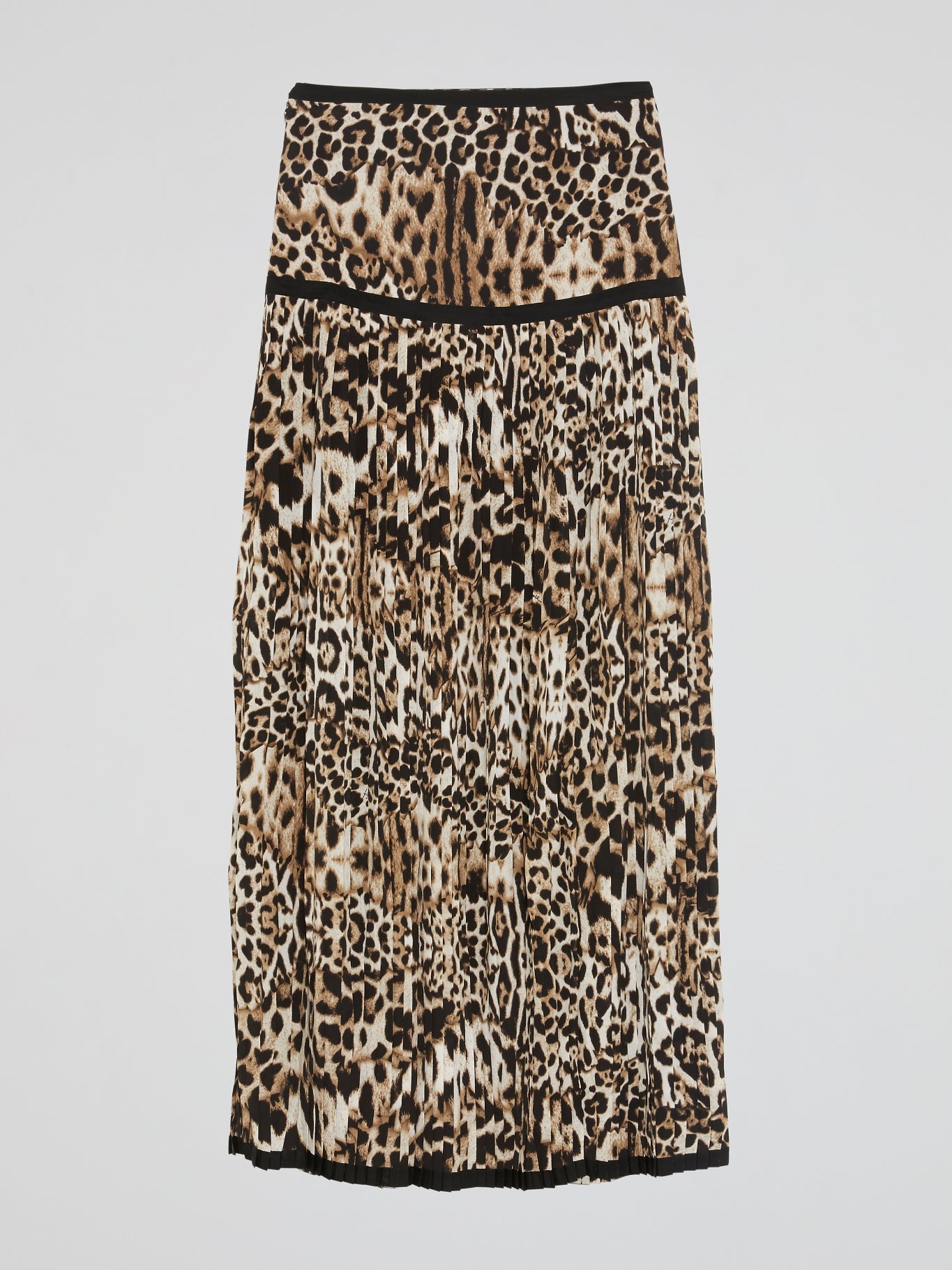 Leopard Print Pleated Maxi Skirt